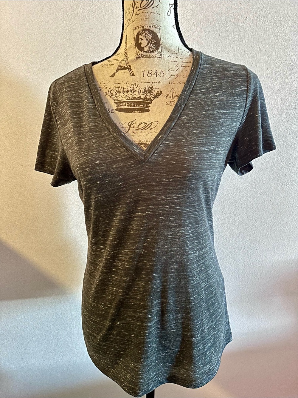 Bella Canvas Charcoal Heather V-Neck Short Sleeve Tee